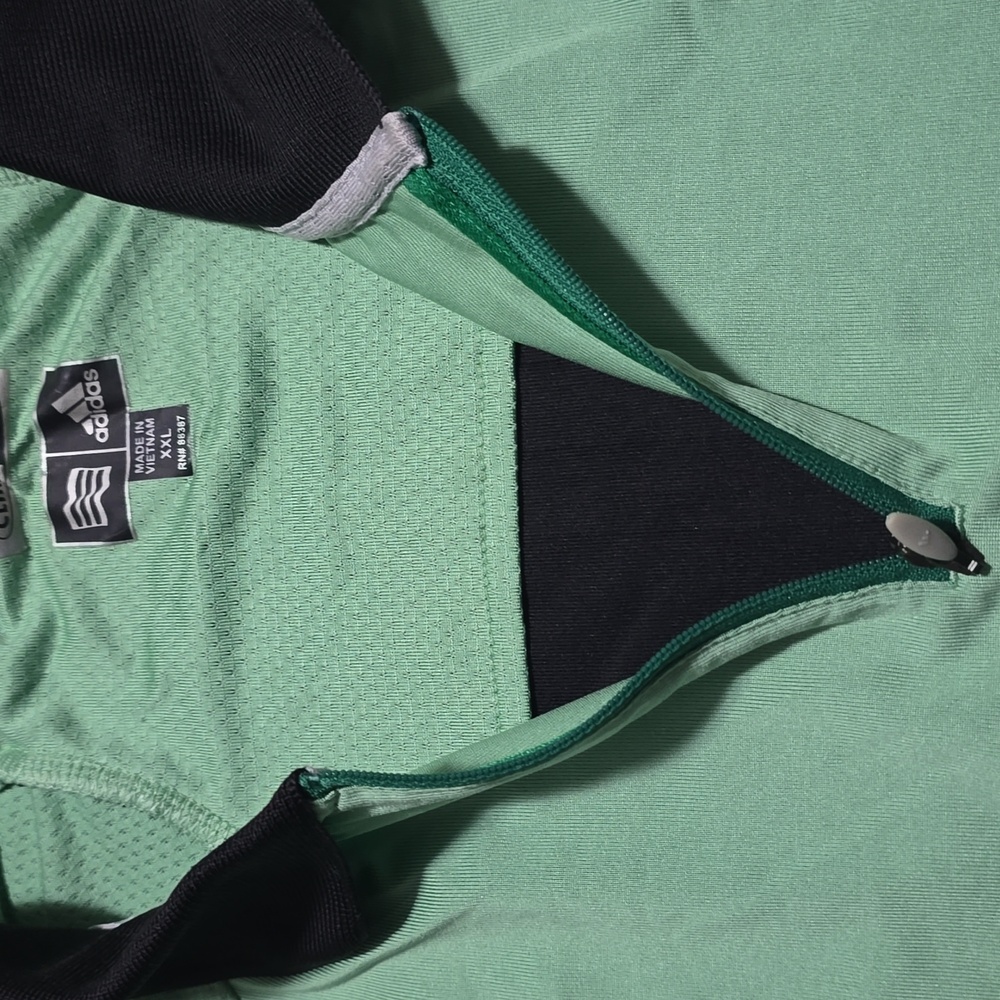 Adidas Polo T-Shirt 1/4 Zip Green Black Mens Size XXL Activewear Sport Jersey - Picture 11 of 16